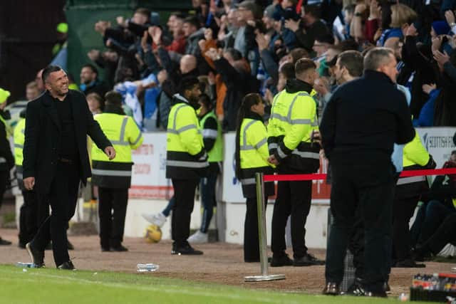 St Johnstone Manager Callum Davidson smiles at the final whistle after his side secured their Premiership status with a 4-0 play-off win over Inverness Caledonian Thistle  (Photo by Craig Foy / SNS Group)