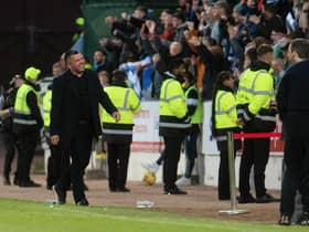 St Johnstone Manager Callum Davidson smiles at the final whistle after his side secured their Premiership status with a 4-0 play-off win over Inverness Caledonian Thistle  (Photo by Craig Foy / SNS Group)