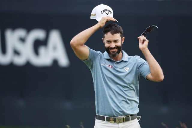Adam Hadwin reacts on the ninth green during round one of the 122nd US Open at The Country Club in Brookline. Picture: Warren Little/Getty Images.
