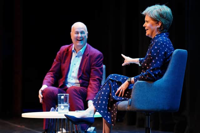 First Minister Nicola Sturgeon and journalist Iain Dale on stage at the Edinburgh Festival Fringe (Picture: Jane Barlow/PA Wire)