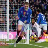 Rangers' John Lundstram celebrates scoring the second goal against Aberdeen.