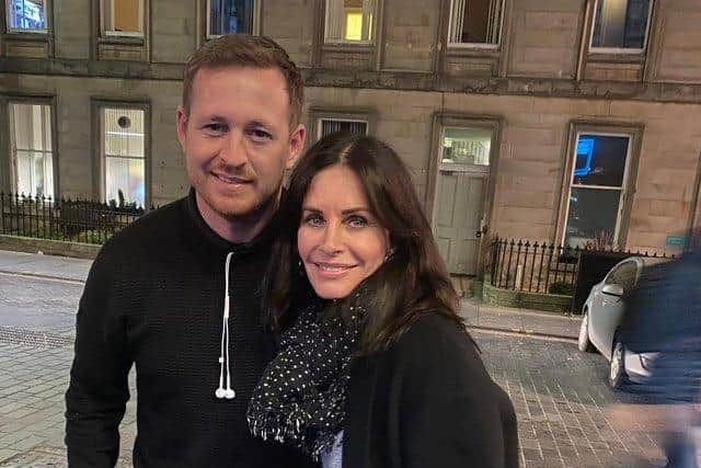 Fraser Ogilvie with Courtney Cox in Edinburgh. Pic: Fraser Ogilvie