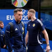 Scotland striker Lawrence Shankland arrives at their team hotel in Garmisch-Partenkirchen, Germany, at the beginning of their Euro 2024 campaign.