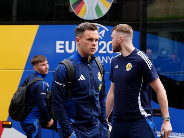 Scotland striker Lawrence Shankland arrives at their team hotel in Garmisch-Partenkirchen, Germany, at the beginning of their Euro 2024 campaign.