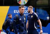 Scotland striker Lawrence Shankland arrives at their team hotel in Garmisch-Partenkirchen, Germany, at the beginning of their Euro 2024 campaign.