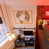 Interior bedroom view of multi-level apartment style hotel rooms featuring everything a beer lover could want (Photo: BrewDog).