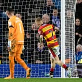 Partick Thistle's Scott Tiffoney was allowed to walk the ball into the net to make it 2-2 against Rangers. (Photo by Craig Williamson / SNS Group)