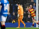 Partick Thistle's Scott Tiffoney was allowed to walk the ball into the net to make it 2-2 against Rangers. (Photo by Craig Williamson / SNS Group)