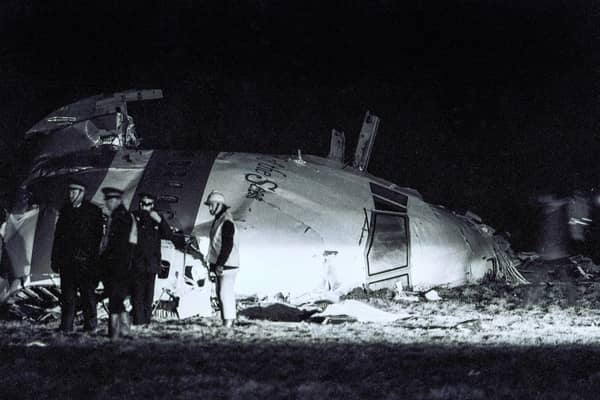 The remains of the cockpit of Clipper Maid of the Seas, Pan Am Flight 103, on Tundergarth Hill, Lockerbie, Scotland, on the night of 21 December 1988, photographed by Ian Rutherford, one of the first journalists at the scene. Picture Ian Rutherford © Ian Rutherford