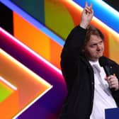Lewis Capaldi was muted while on stage at the Brit Awards in what appeared to be a humorous stunt. Picture: Getty Images