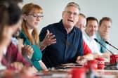 Labour leader Sir Keir Starmer and deputy leader Angela Rayner speak to party activists by video link as they telephone canvass voters in the by-elections in Uxbridge and South Ruislip, Selby and Ainsty, and Somerton and Frome (Pic: Stefan Rousseau/PA Wire)