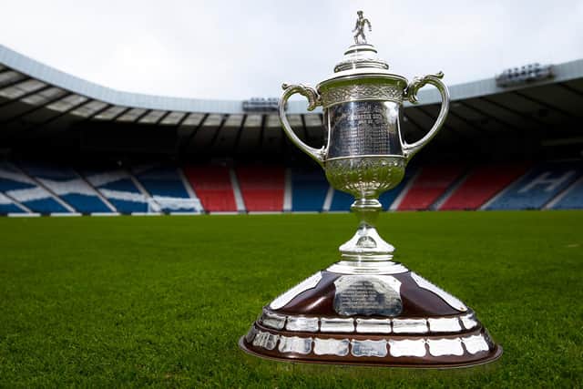 The Scottish Cup trophy is pictured at Hampden Park. (Photo by Alan Harvey / SNS Group)