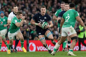 Scotland's Jack Dempsey in action during the 2024 Six Nations match against Ireland in Dublin. (Photo by Craig Williamson / SNS Group)