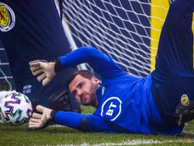 David Marshall in training ahead of Scotland's play-off final against Serbia  (Photo by Craig Williamson / SNS Group)