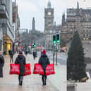 Photos of Edinburgh and Glasgow city centre hotspots on Boxing Day as less shopper predicted to hit the shops due to a rise in Omicron Covid cases (Photo: KatieLee Arrowsmith, SWNS and Glasgow City Council Webcam).