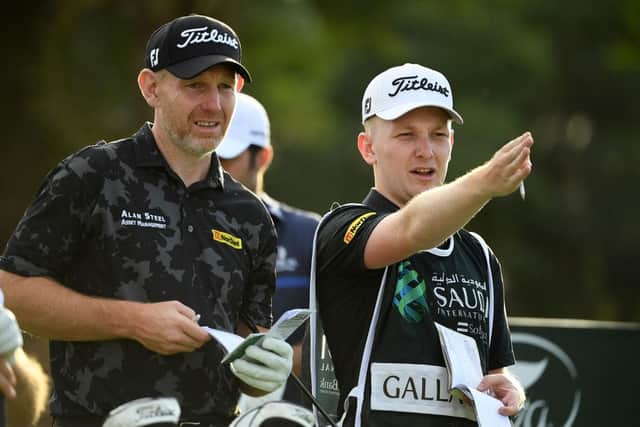 Stephen Gallacher and son/caddie Jack during the Saudi International powered by SoftBank Investment Advisers at Royal Greens Golf and Country Club in King Abdullah Economic City in February. Picture: Ross Kinnaird/Getty Images.