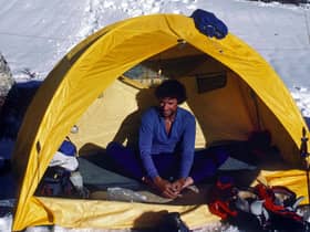 The 1988 photographs show Stephen Venables on top of the the Eastern side of the world's highest mountain - the infamous 3,350 metre Kangshung Face