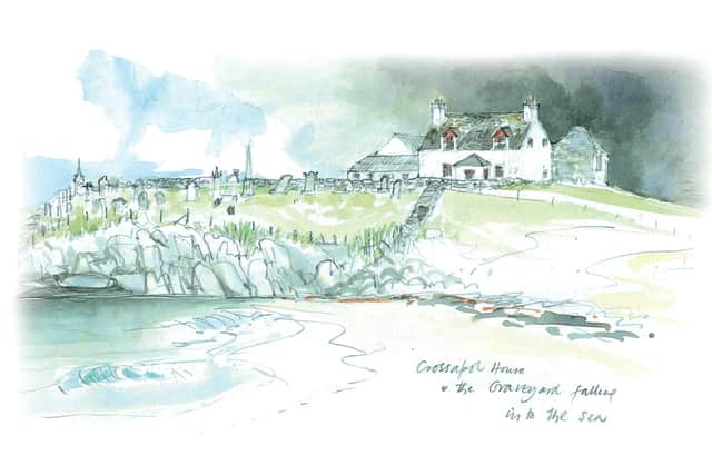 Crossapol on the Isle of Tiree, as illustrated in An Eye on the Hebrides: An illustrated journey. Picture: Mairi Hedderwick