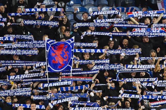Rangers fans during a Viaplay Cup quarter-final match against Livingston.