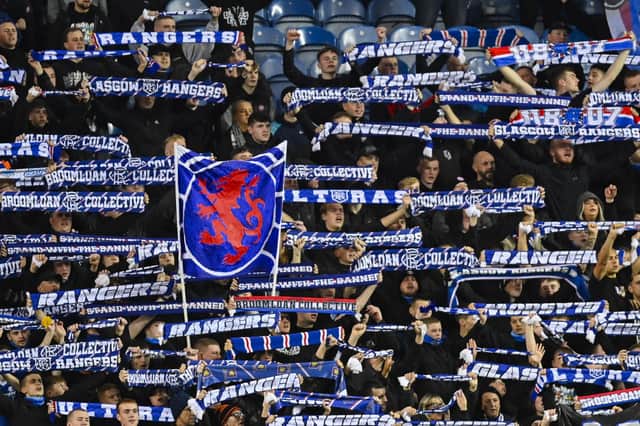 Rangers fans during a Viaplay Cup quarter-final match against Livingston.