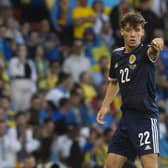 Aaron Hickey earned his first start for Scotland in Wednesday's 3-1 defeat to Ukraine. (Photo by Craig Foy / SNS Group)