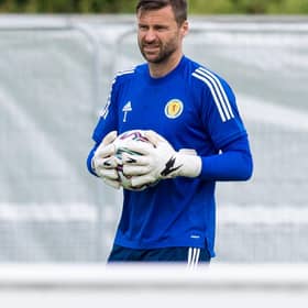 DARLINGTON, ENGLAND - JUNE 17: David Marshall during a Scotland training session at Rockliffe Park, on June 17, 2021, in Darlington, England. (Photo by Ross Parker / SNS Group)