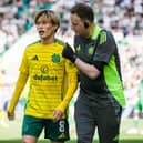 Kyogo Furuhashi missed Celtic's win over Hibs in the Premier Sports Cup after injuring his shoulder in the league match at Easter Road the previous weekend. (Photo by Craig Williamson / SNS Group)