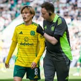 Kyogo Furuhashi missed Celtic's win over Hibs in the Premier Sports Cup after injuring his shoulder in the league match at Easter Road the previous weekend. (Photo by Craig Williamson / SNS Group)