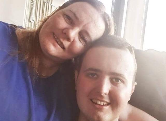 Jordan with mum, and full-time carer, Maria.