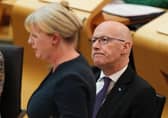 First Minister John Swinney reacts as Finance Secretary Shona Robison gives a Scottish Government pre-budget fiscal update in the Scottish Parliament on Tuesday. Picture: Andrew Milligan/PA Wire