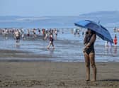 Members of the public at Portobello Beach amid today's heatwave. Picture: Lisa Ferguson