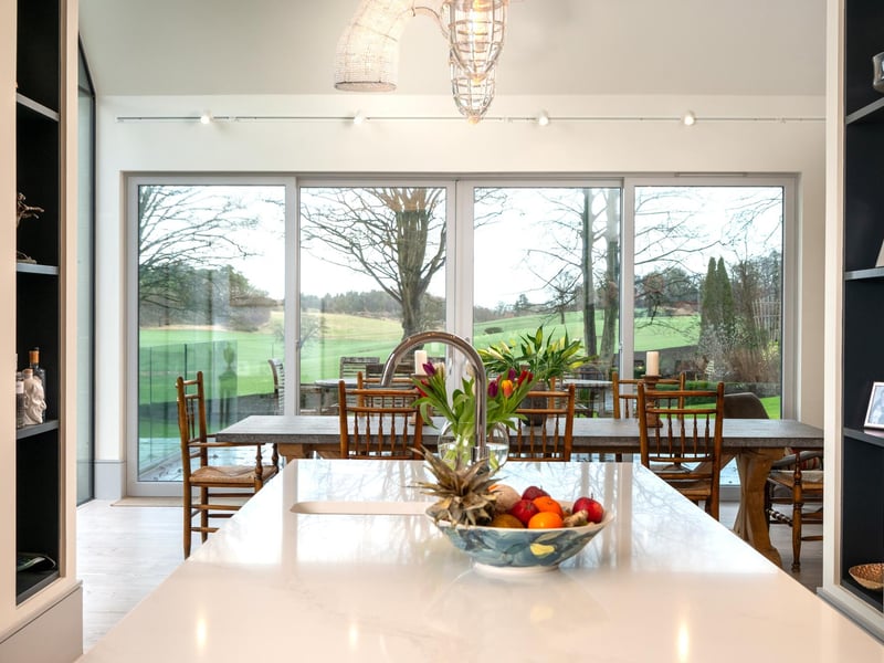 There are magnificent views from inside the property. The first-floor landing also opens to a luxurious principal bedroom suite with a large bay window from which incredible views to the three iconic bridges crossing the Forth can be enjoyed.