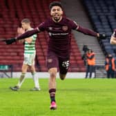 Josh Ginnelly celebrates after scoring against Celtic in the Scottish Cup final. Picture: SNS