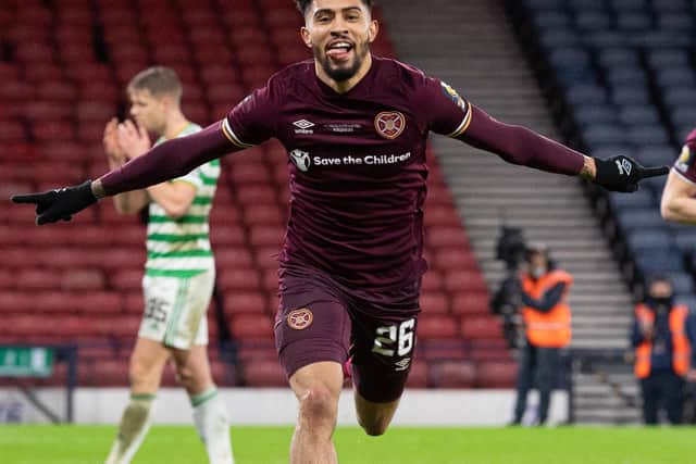 Josh Ginnelly celebrates after scoring against Celtic in the Scottish Cup final. Picture: SNS