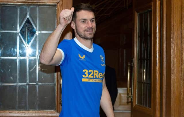 Aaron Ramsey pictured outside Ibrox after completing his loan move to Rangers on transfer deadline day. (Photo by Ross MacDonald / SNS Group)