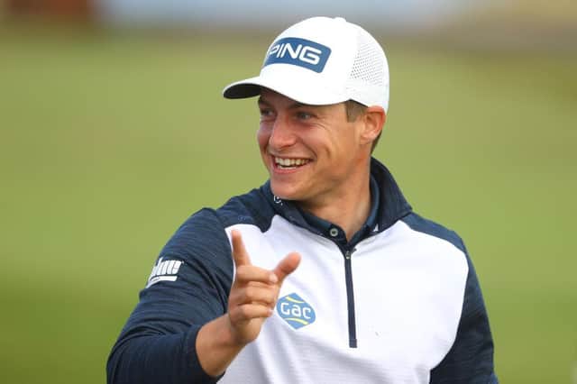 Calum Hill reacts on the 14th hole during the first round of the Hero Open at Fairmont St Andrews. Picture: Andrew Redington/Getty Images.