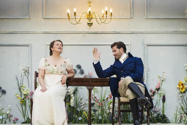 Esme Bayley as Emma and James Boal as Mr Knightley in Emma at Bard in the Botanics