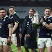 Stuart Hogg, the Scotland captain, holds the Calcutta Cup after his team's victory during the Guinness Six Nations match between England and Scotland at Twickenham Stadium on 6 February 2021 in London, England. (Pic: Getty Images)