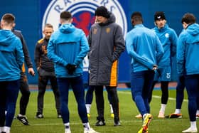 Rangers manager Philippe Clement assesses his players during training ahead of facing Dundee.