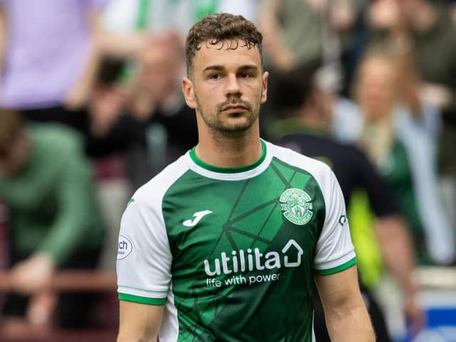 Hibs defender Marijan Cabraja came on as a second-half substitute during the 1-1 draw against Hearts.