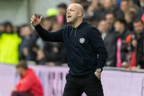 Steven Naismith issues instructions during Hearts' 2-2 draw with Hibs at Tynecastle.