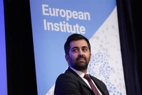 First Minister of Scotland, Humza Yousaf, delivers a speech at the London School of Economics.
