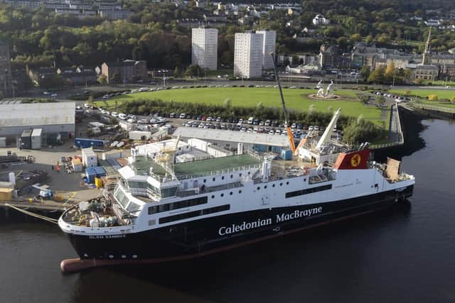 Glen Sannox at the Ferguson Marine shipyard in Port Glasgow in October. Picture: John Devlin