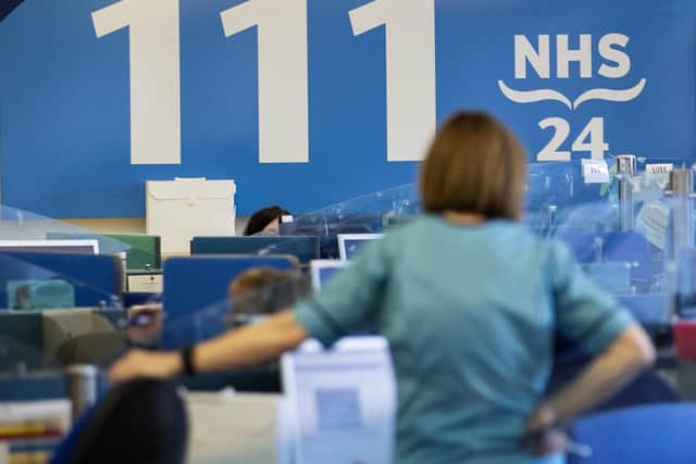 The NHS 24 contact centre at the Golden Jubilee National Hospital in Glasgow. Picture: Jane Barlow/PA Wire
