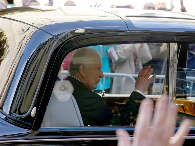 King Charles III and the Queen Consort arrive for the Ceremony of the Keys at the Palace of Holyroodhouse, Edinburgh. Picture date: Monday September 12, 2022.