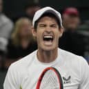 Andy Murray celebrates after defeating Tomas Martin Etcheverry at the BNP Paribas Open in Indian Wells.