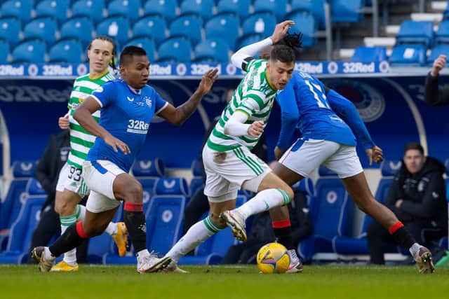 Celtic's Nir Bitton (right), holds off Rangers' Alfredo Morelos during he derby defeat for Neil Lennon's men last Saturday. Peter Grant says it is that outcome, rather than the specifics of the club's Dubai winter training camp, that have clouded judgements for many over the  legitimacy of the trip. (Photo by Alan Harvey / SNS Group)