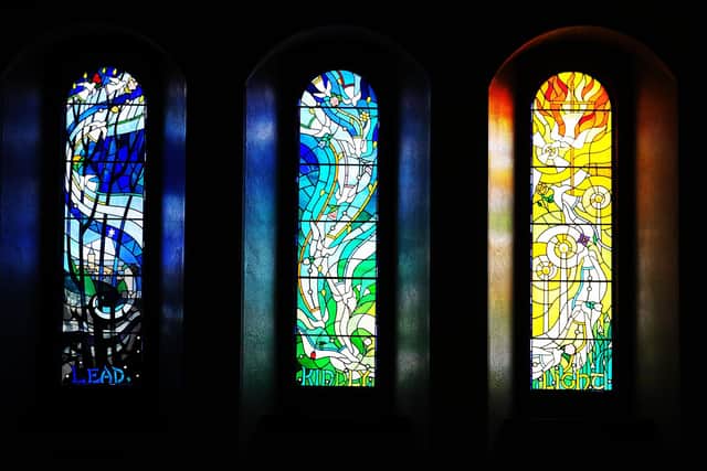 The Dunblane memorial window in the Church of the Holy Family. Picture: Michael Gillen