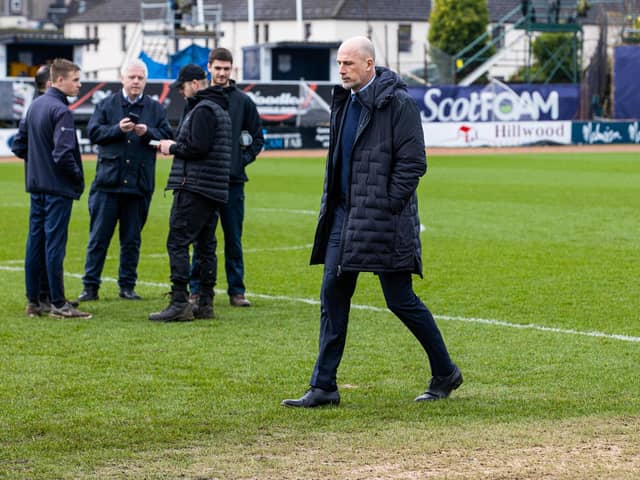 Rangers manager Phillipe Clement inspects the Dens Park pitch (Photo by Alan Harvey / SNS Group)
