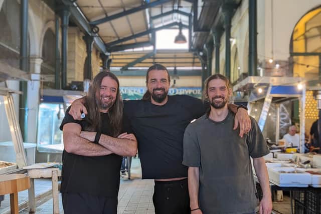 The founders of food experience Hasapika, Athens. Pic: PA Photo/Jonjo Maudsley.